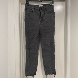 Madewell Stovepipe frayed hem super stretch black Jeans